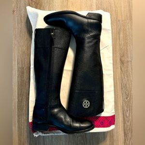 Tory Burch High Black Leather boots.